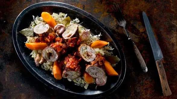 Zrazy z szynki wieprzowej w sosie musztardowym