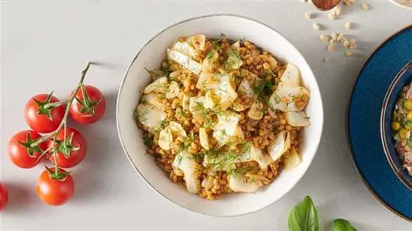 Kaszotto z młodą kapustą